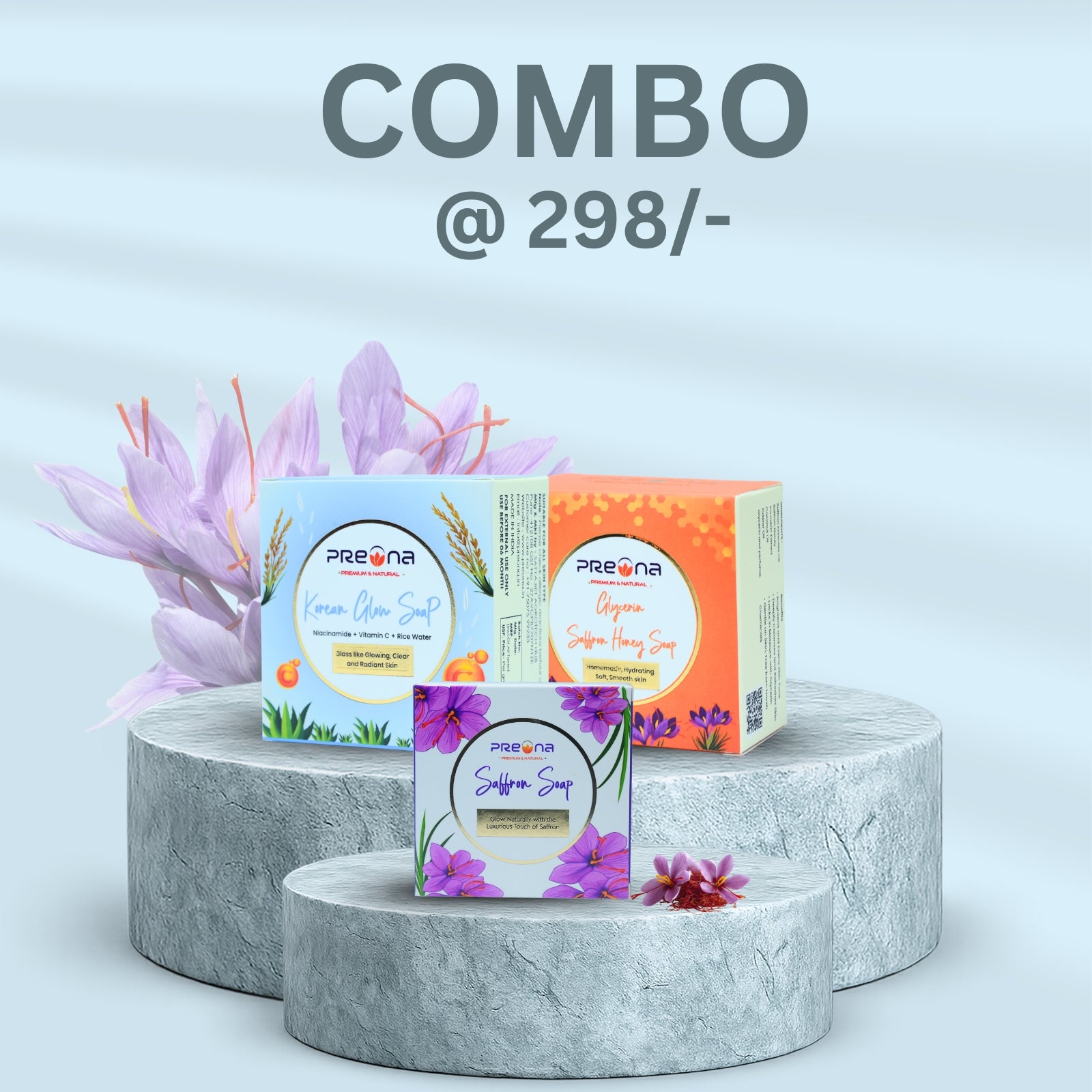 1 Goat Milk Soap + 1 Glycerin Soap +1 Korean Soap